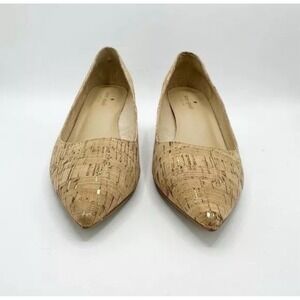 Kate Spade Aerial Block Heel Pointed Toe Cork Gold Flecked Pumps Size 9M